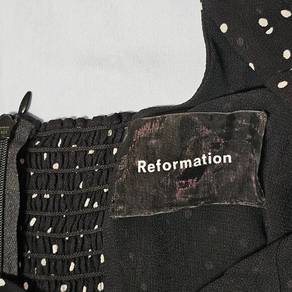 Reformation Bradshaw Dress in Selene Black and White Polka Dots Size 2 - Picture 13 of 14